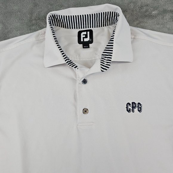 FootJoy Golf Polo Men's Large White CPG Monogram Embroidered Sombrero on Sleeve‎ - Picture 2 of 9